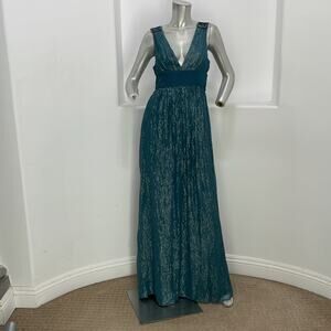 Bcbgmaxazria Beaded Sleeve Crinkle Maxi Empire Waist Dress Size 8 NWT